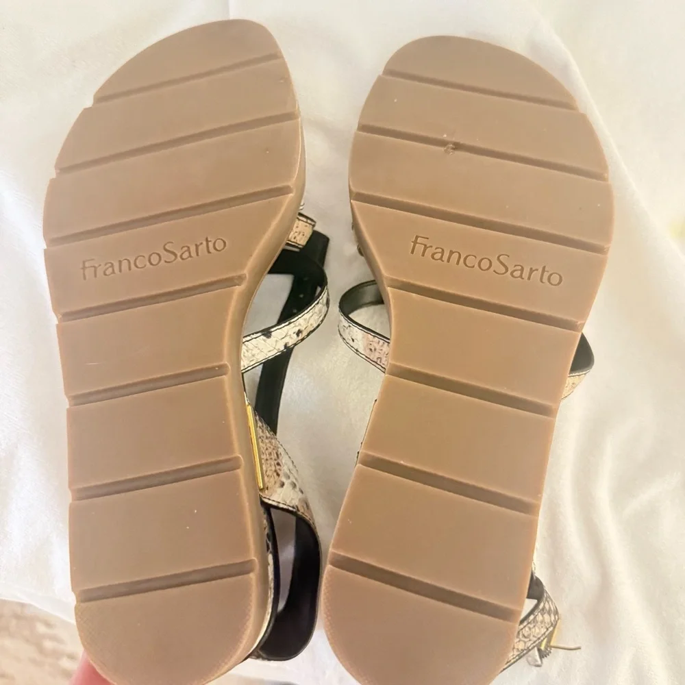 Franco Sarto Snakeskin and Black Sandals nwot.
